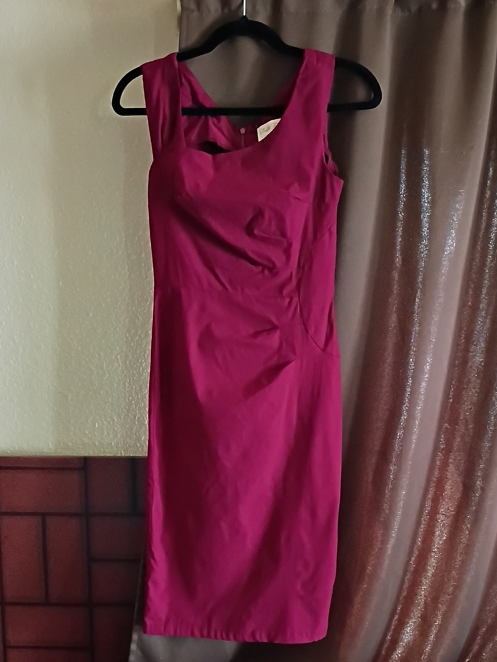 Sleeveless Magenta Midi Sheath Dress